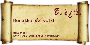 Beretka Évald névjegykártya